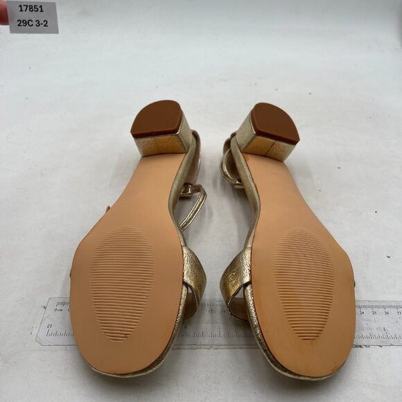 XYD Gold Open Toe Sandals Buckled Low Chunky Heel with Ankle Strap for Shoes - Picture 7 of 8